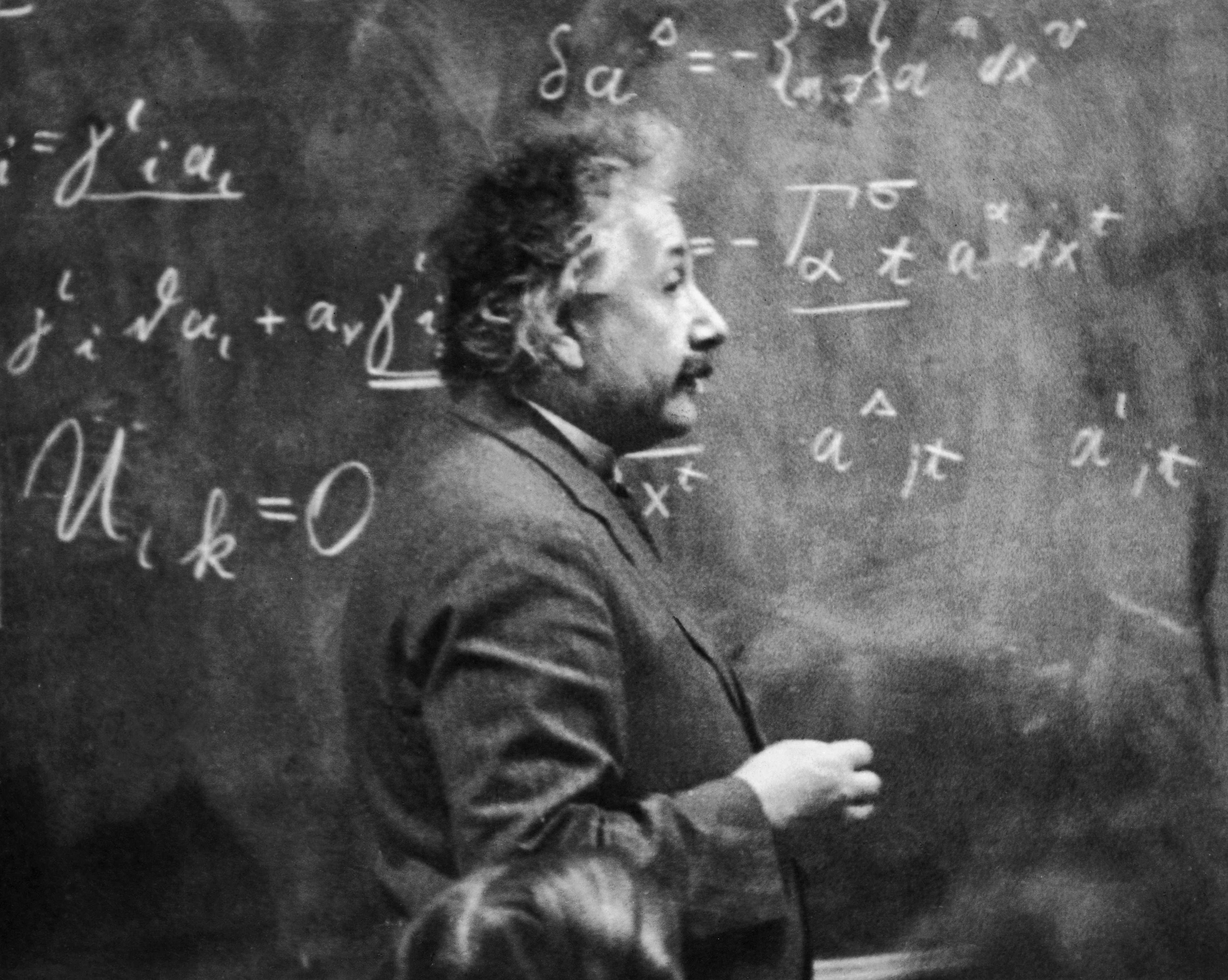 Einstein at a blackboard