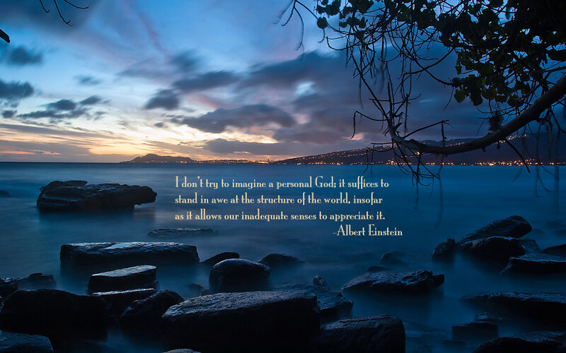 Einstein quote at sunset