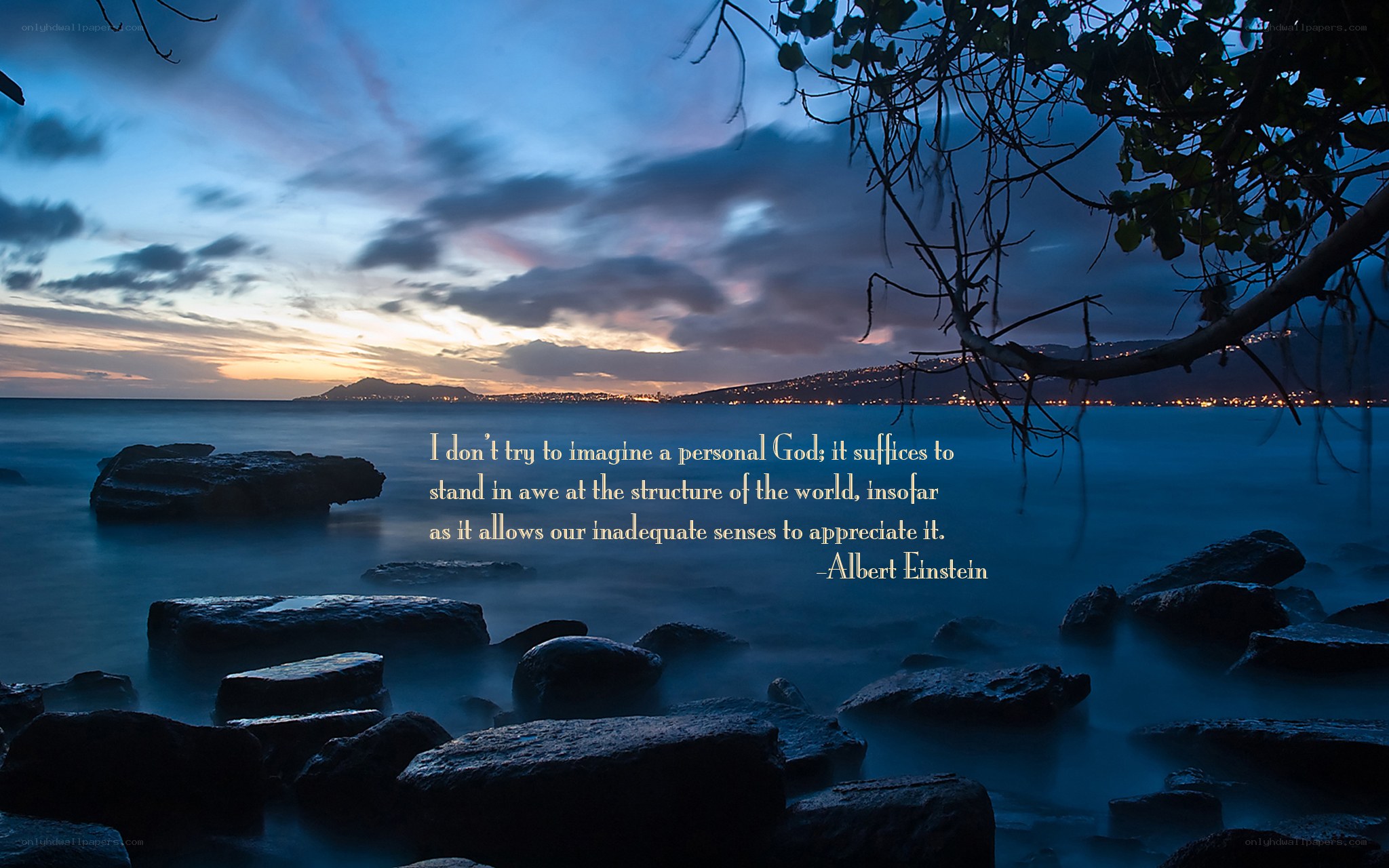 Einstein quote at sunset