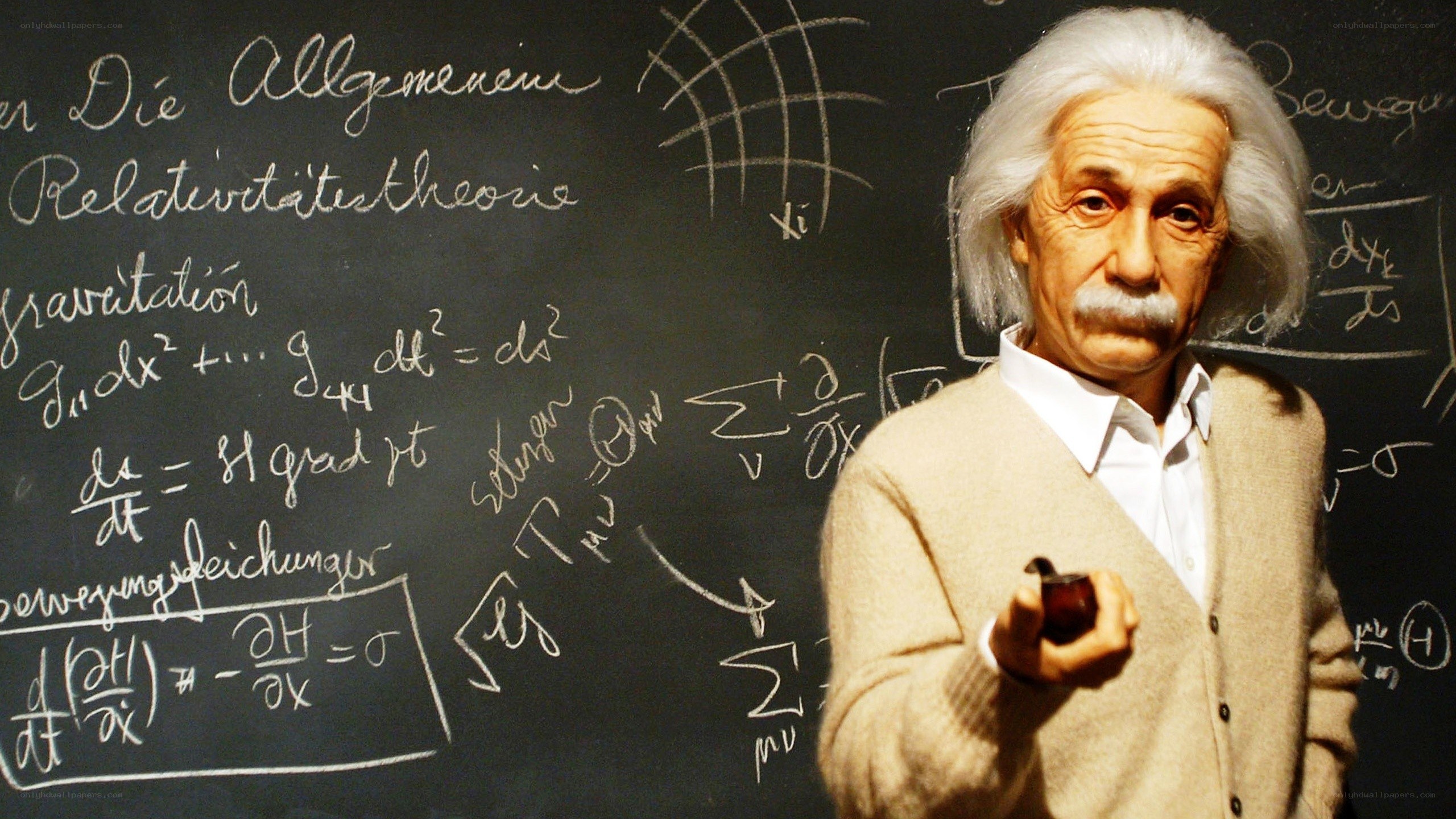 Einstein wax figure at blackboard