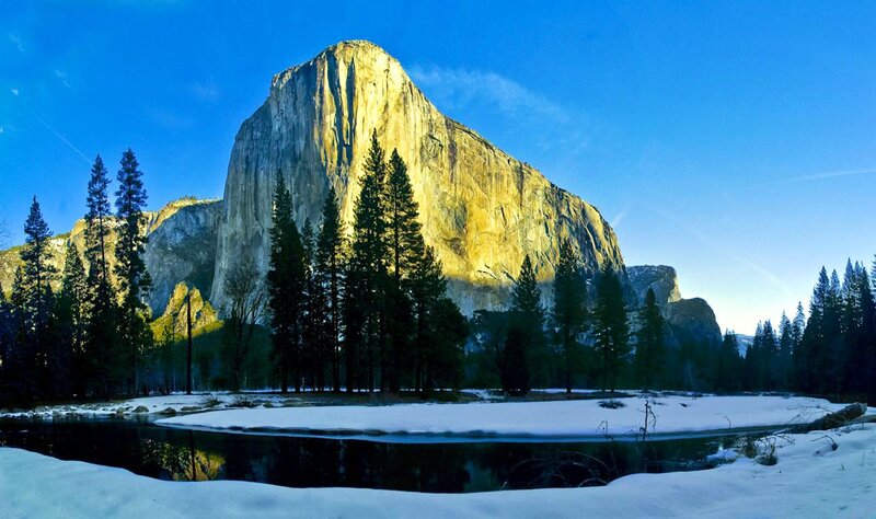 El Capitan in Winter — Blue, Serene, Photograph, Snow