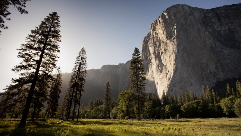 El Capitan Rock Formation — Green, Serene, Morning