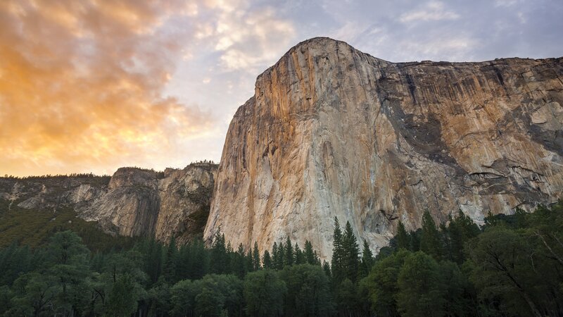 El Capitan Rock Formation — Orange, Dramatic, Sunset