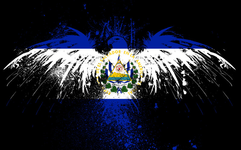 El Salvador flag with eagle wings