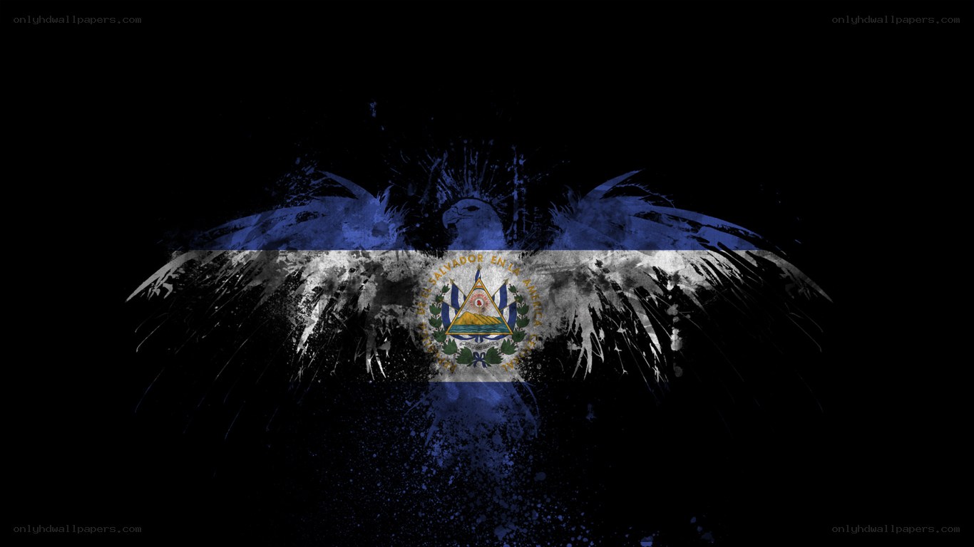 El Salvador flag with eagle