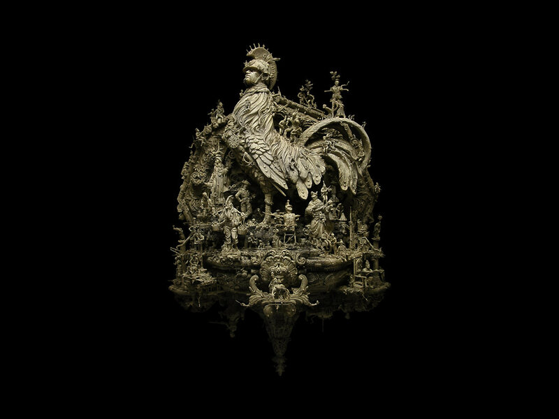 Elaborate sculpture of a rooster