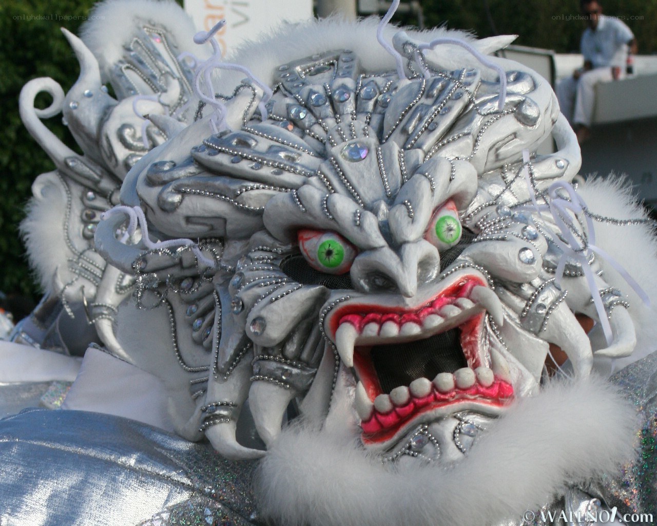 elaborate silver monster mask