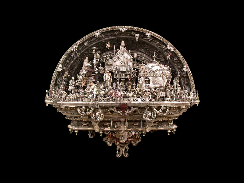 elaborate silver sculpture