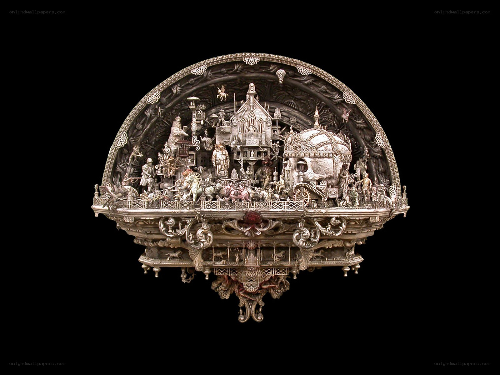 elaborate silver sculpture
