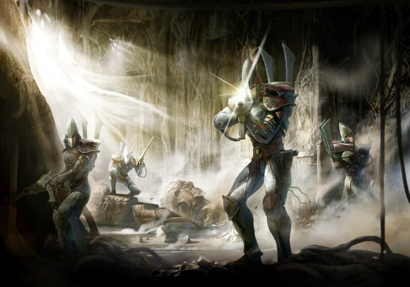 Eldar Warriors in Combat — Gray