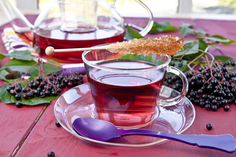 Elderberry Tea in Glass Cup