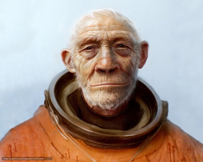 elderly astronaut portrait