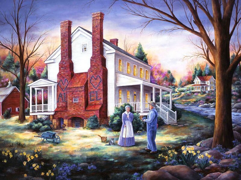 Elderly Couple in Yard