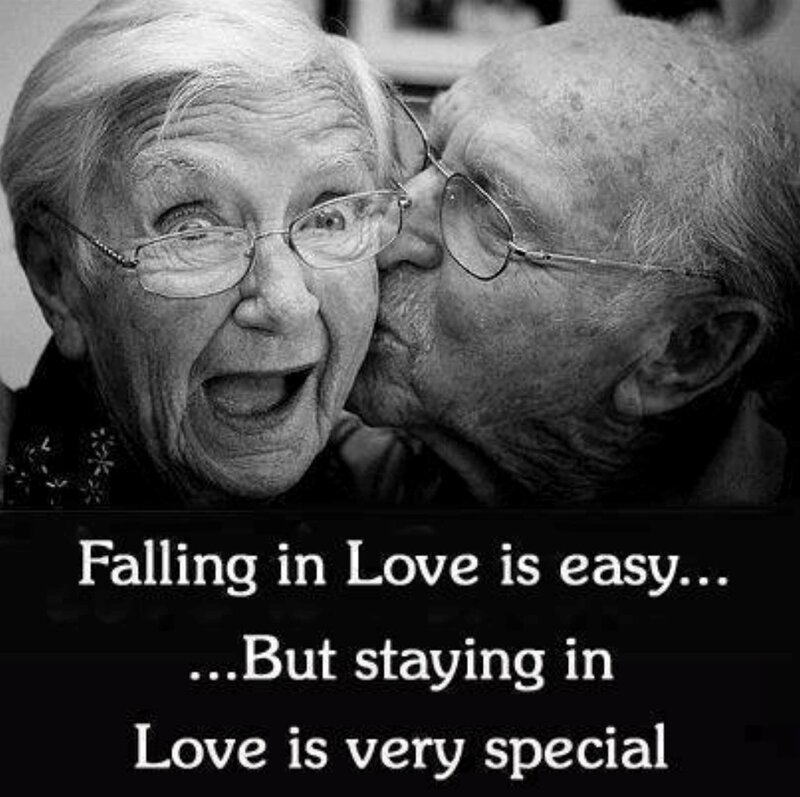 Elderly Couple Kissing