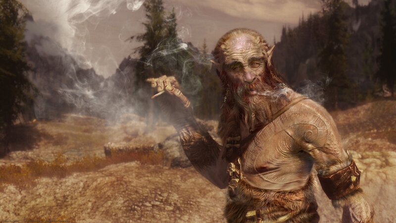 Elderly Elf Smoking