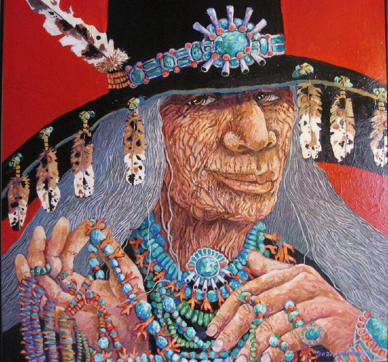 Elderly Indigenous Man — Red