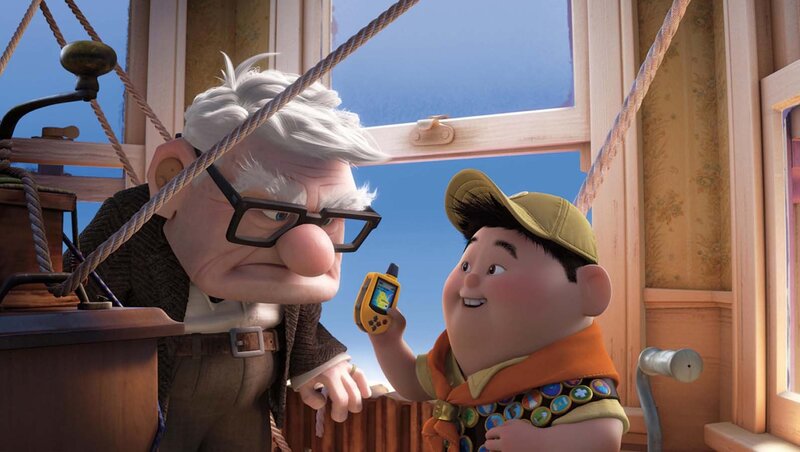 Elderly Man and Boy — Blue