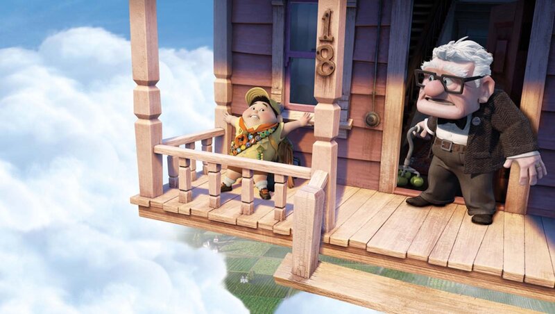 Elderly Man and Boy on Porch