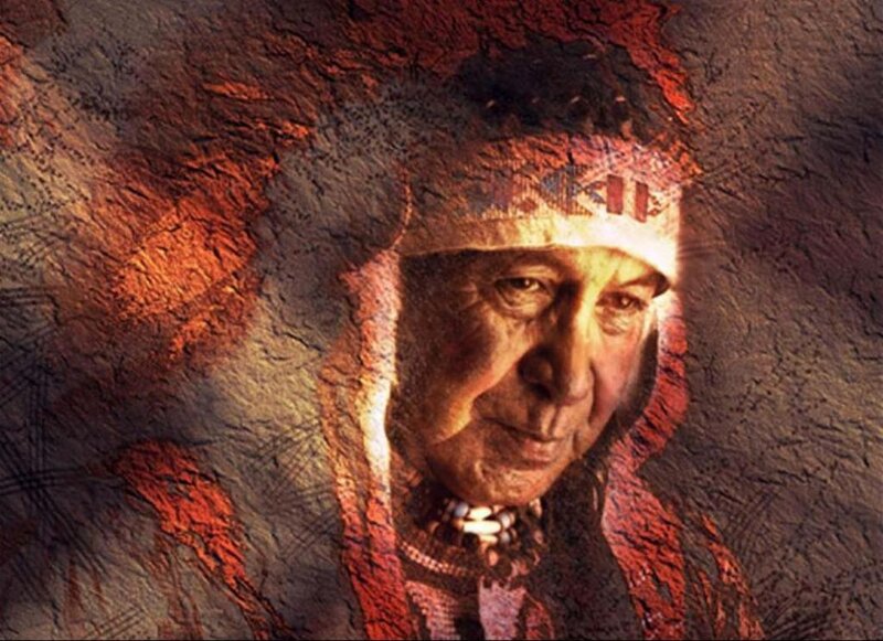 Elderly Man in Headdress — Brown