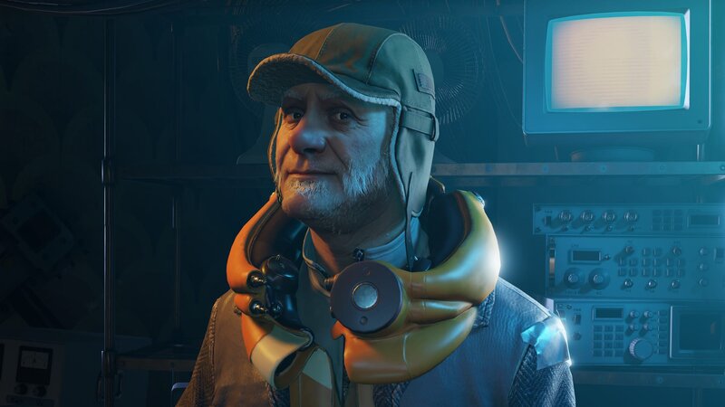 Elderly Man in Helmet