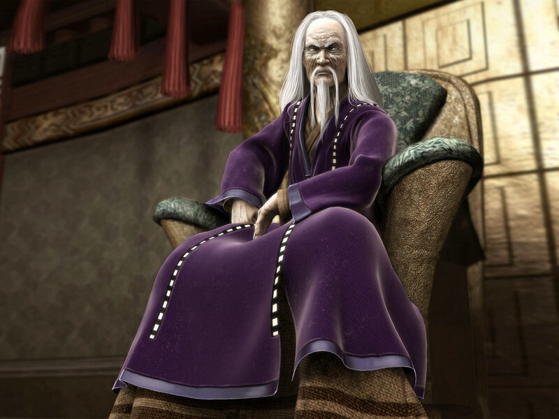 elderly man in purple robe