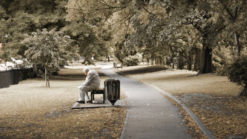 Elderly Man on Bench