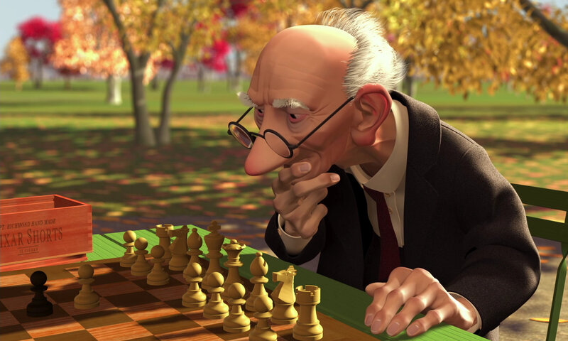 elderly man playing chess