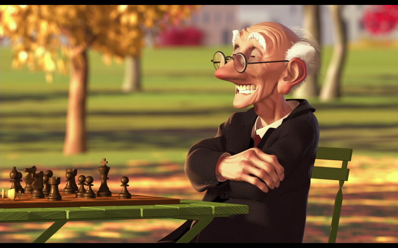 elderly man playing chess