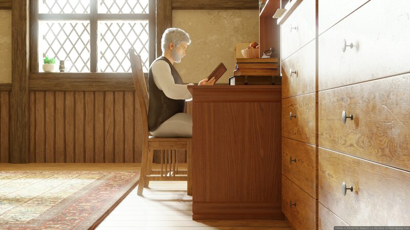 Elderly Man Reading Book — Brown