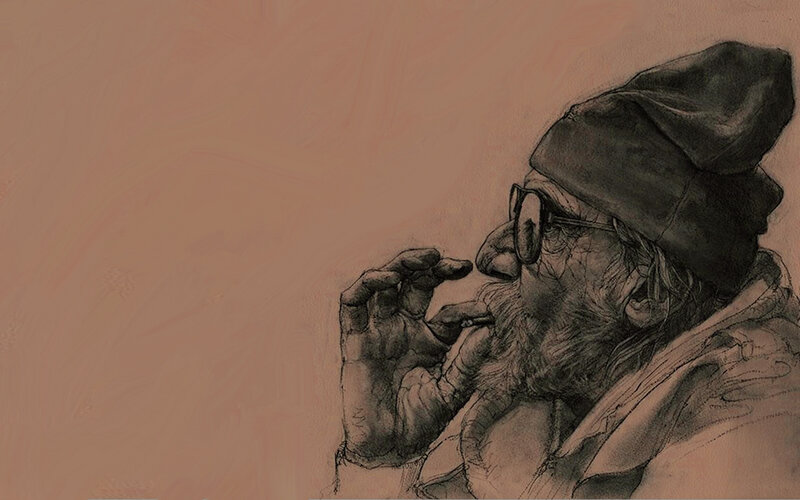 elderly man smoking