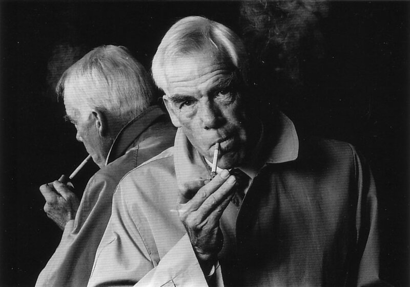 Elderly Man Smoking — Black