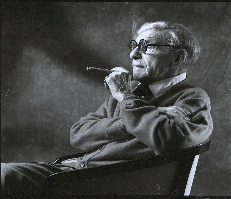 Elderly Man Smoking Cigar — Black