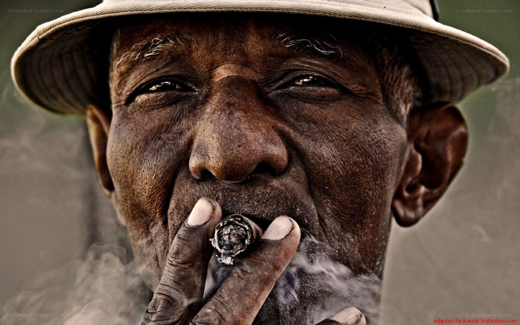 elderly man smoking cigar