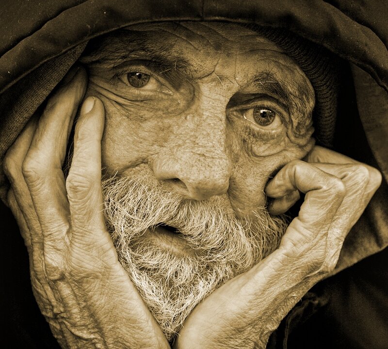 elderly man with beard
