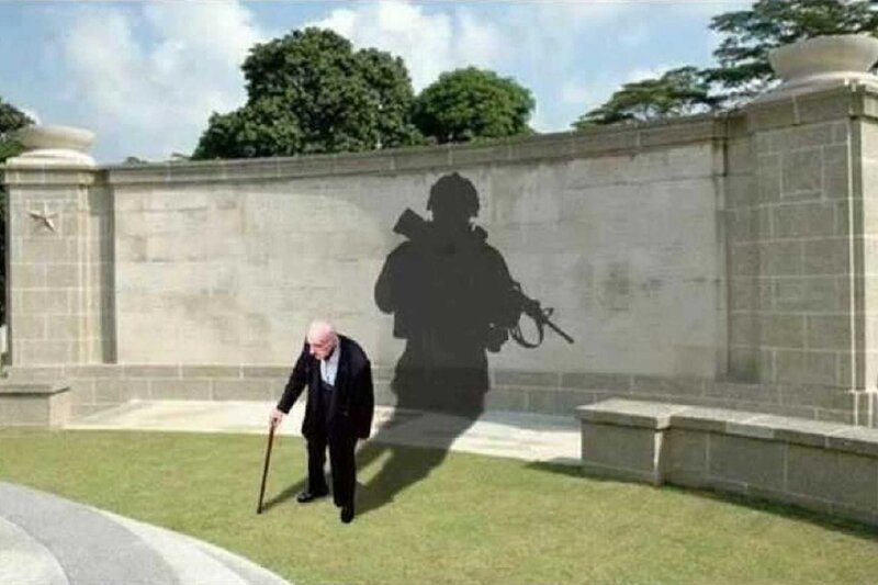 Elderly Man with Cane — Green