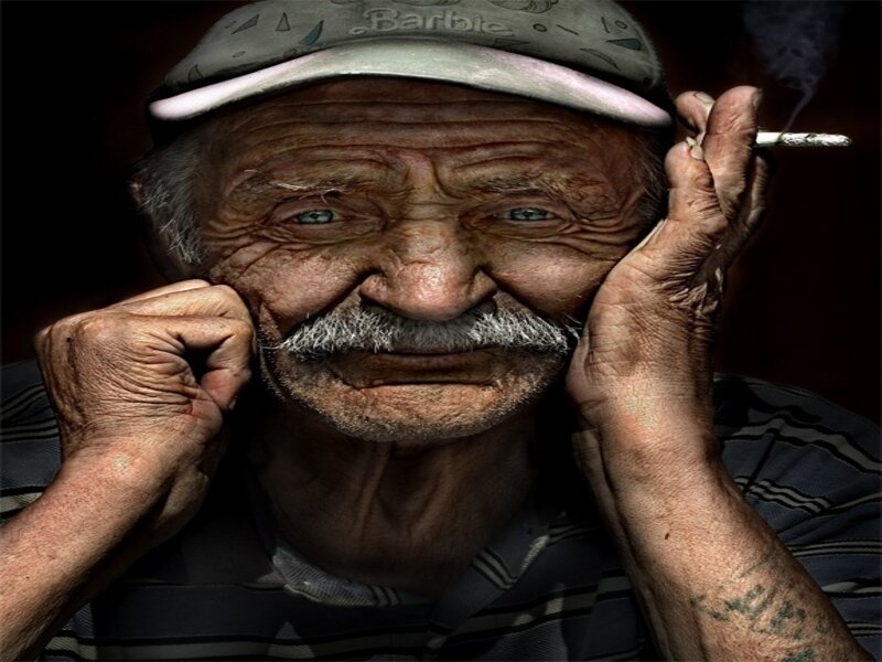 elderly man with cigarette