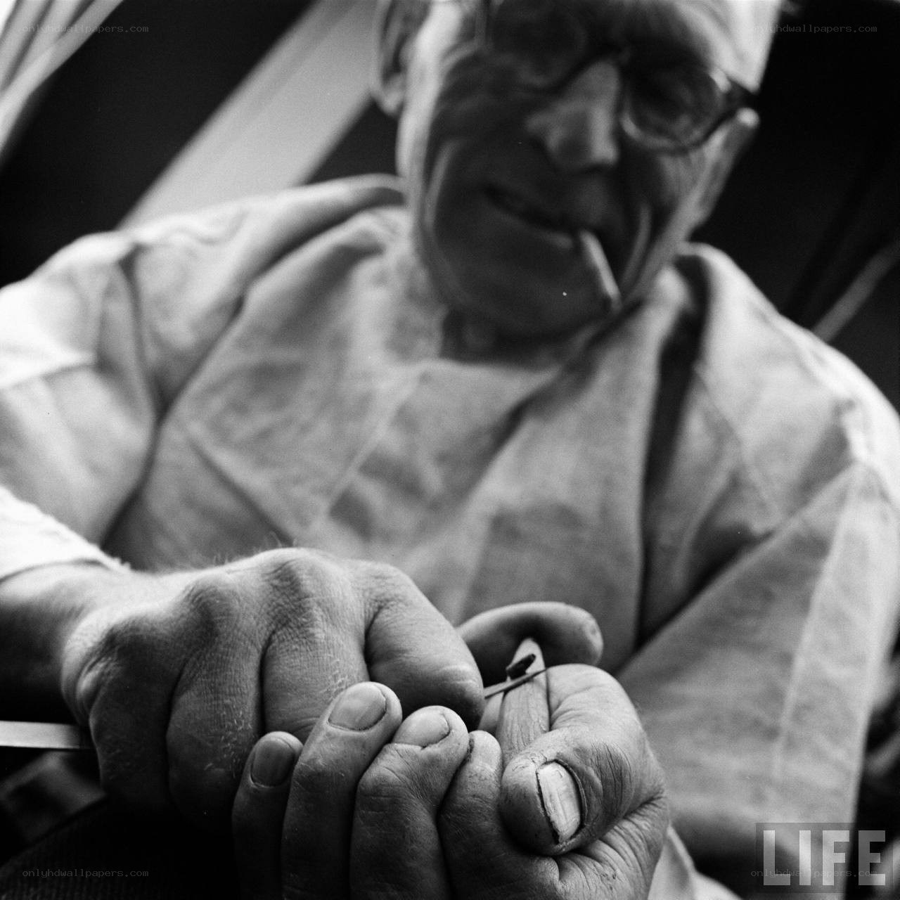 elderly man with cigarette