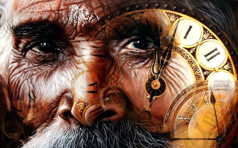 Elderly Man with Clock