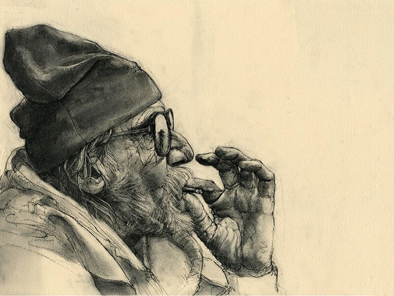 elderly man with glasses