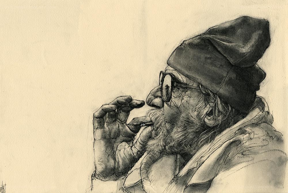 elderly man with glasses