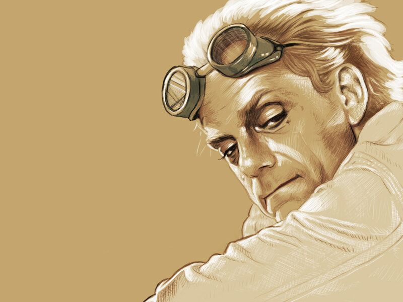 elderly man with goggles