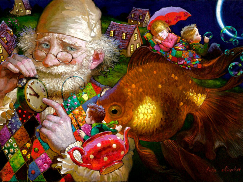 Elderly Man with Goldfish