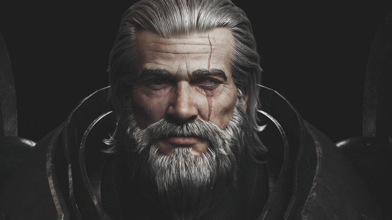 Elderly Man with Gray Hair — Black