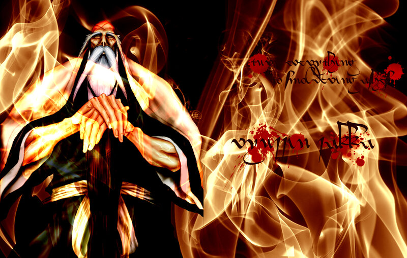 Elderly Man with Long Beard — Black, Dramatic, Anime