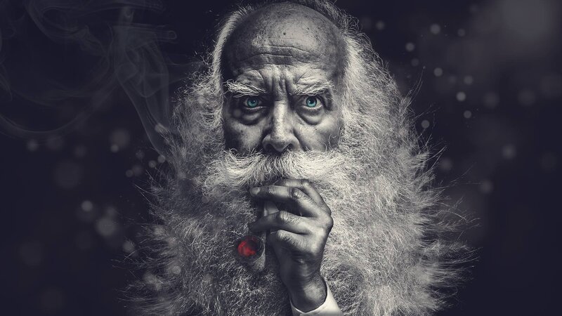 Elderly Man with Long Beard — Black, Dramatic