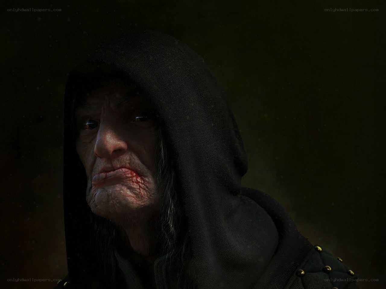 elderly man with scarred face
