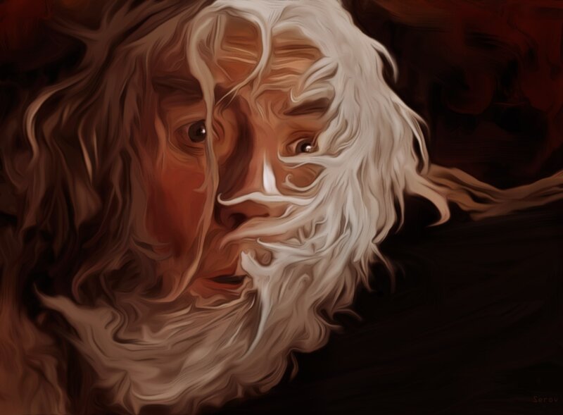 Elderly Man with White Hair — Brown