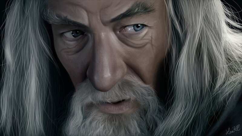 Elderly Man with White Hair — Gray, Dramatic
