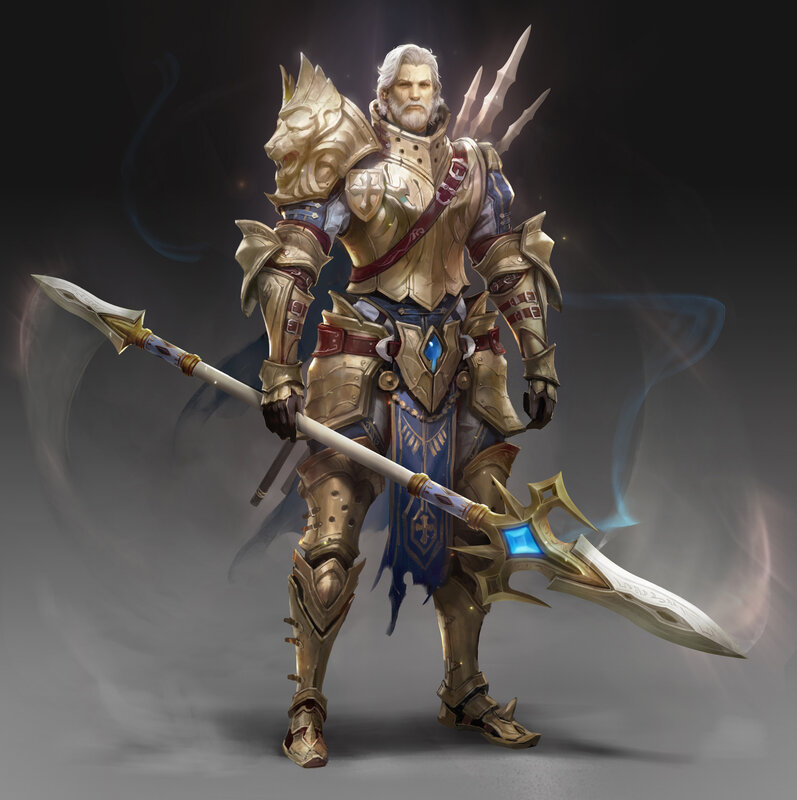Elderly Warrior in Armor — Gold