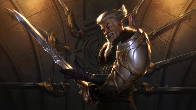 Elderly Warrior with Swords